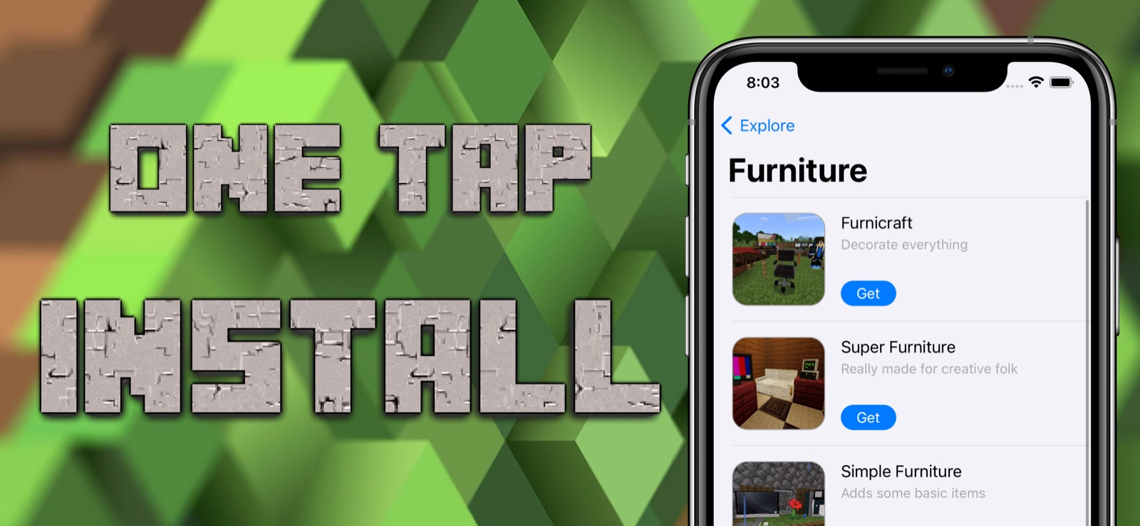 One-tap install of furniture mods into Minecraft PE